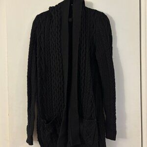 Theory Cable Knit Open Cardigan With Hood